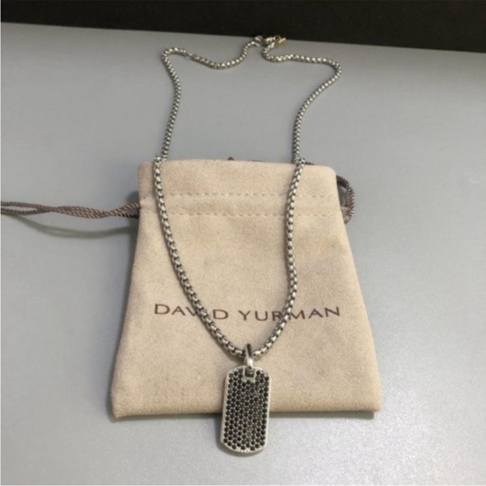 David Yurman Silver Necklace with Black Pendant - Picture 3 of 7